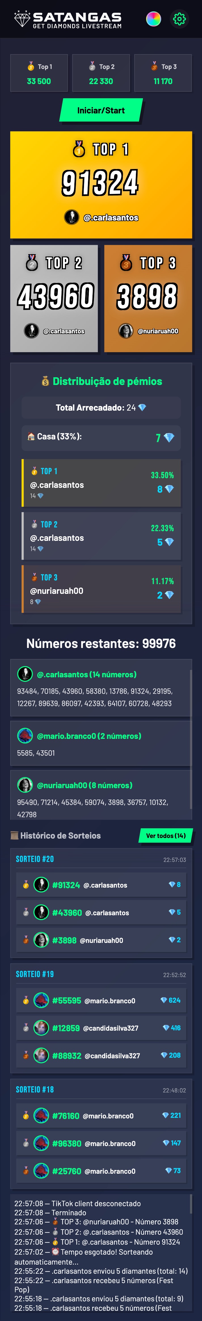 SATANGAS Interface - TikTok Live Raffles